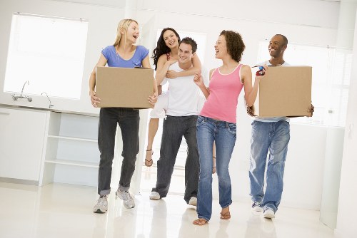 Van and moving boxes in Roehampton neighborhood