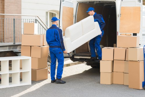 Professional packers organising household items in Roehampton