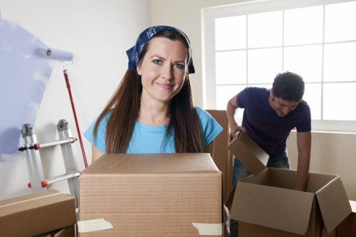 Local Roehampton moving van loaded with boxes and furniture