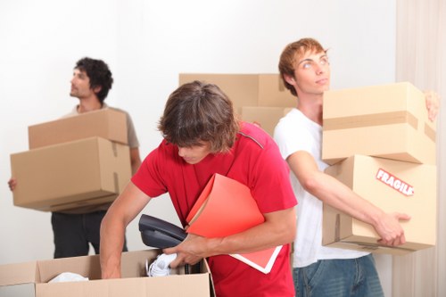 Team reviewing safety checks during a moving operation