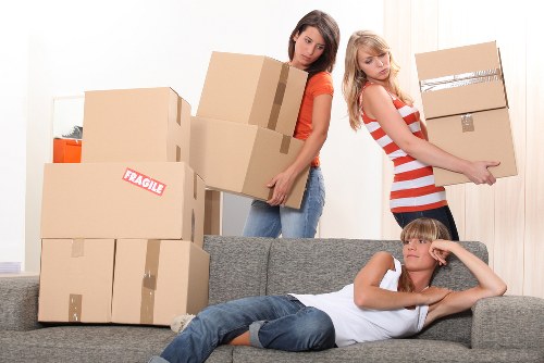 Packed student belongings ready for local relocation in Roehampton